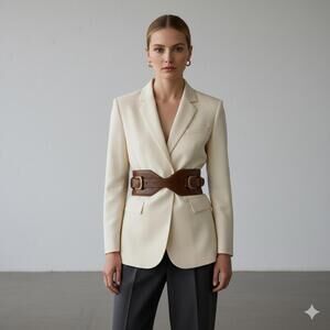 Women's 3" wide‎ adjustable Brown Leather Belt with Buckle by Julio